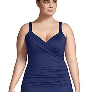 NWT 🏷 Lands End DD-Cup Tankini Top with Adjustable Straps - DEEP SEA NAVY
